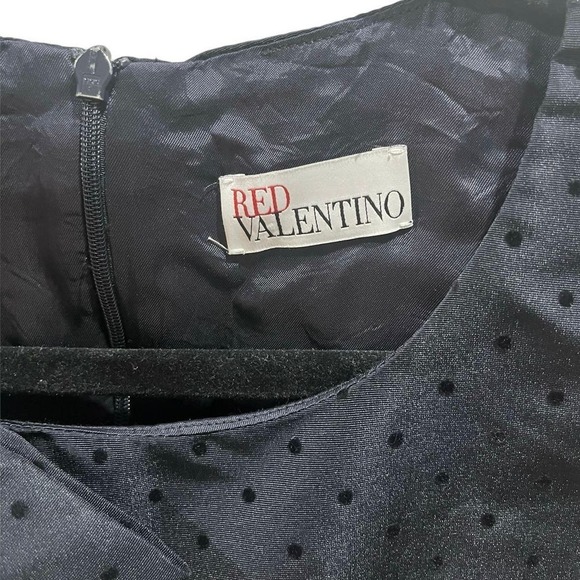 RED Valentino Bow Embellished Polka Dot Sleeveless A-Line Mini Dress  Navy 8 / M - Picture 5 of 9